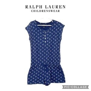 Polo Ralph Lauren girls navy blue nautical romper size 6